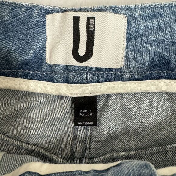 Unique Top Shop High Waist Mom Jeans Women's Size 8 Tapered Med Wash Crop Jeans - Picture 6 of 12